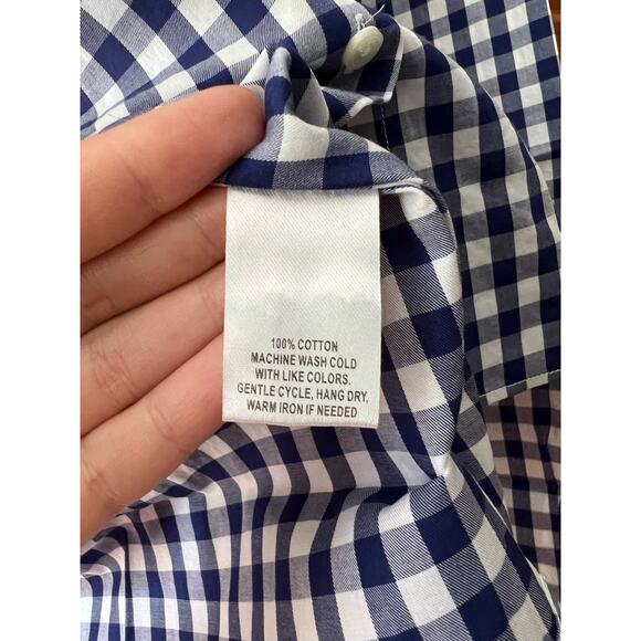 NWOT UNTUCKit Women's Belleza Button Up Long Sleeve Blue Gingham Shirt Size 10 - Picture 7 of 11